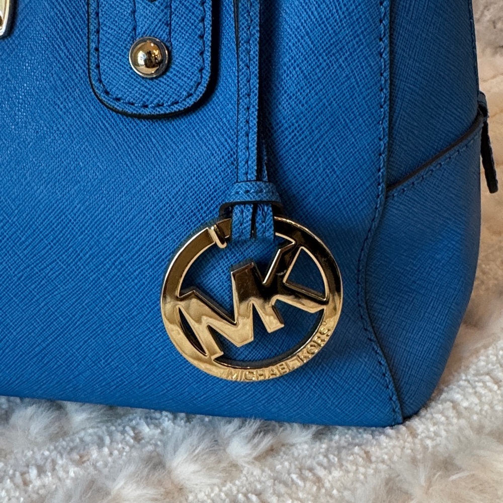 Michael Kors Cobalt Blue Satchel with Gold Accents - Picture 3 of 8